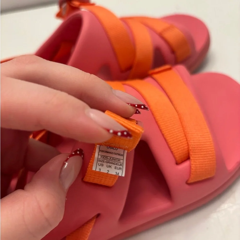 Kids Coral Pink and Orange Adjustable Sandals